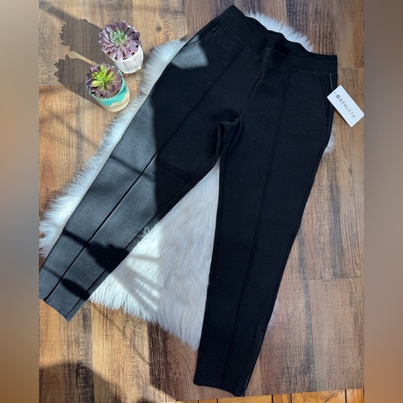 Athleta Vincent Heathered Pintuck Pant Carcoal Heather Gray Sz M NWT - Picture 4 of 9